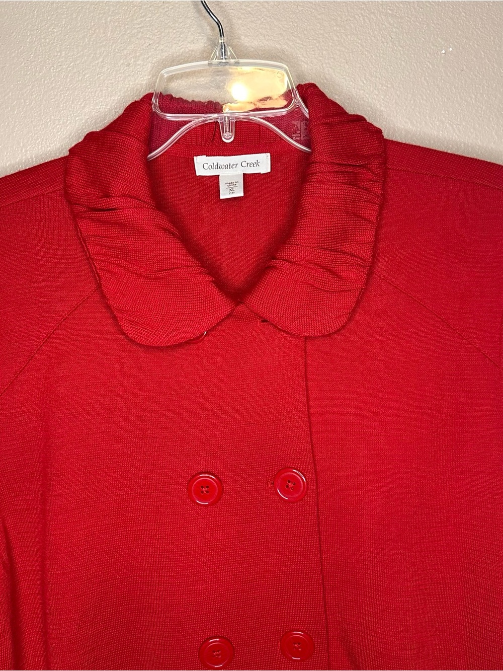 Coldwater Creek Vibrant Red Knit Top with Double Breast Detail - Picture 3 of 7